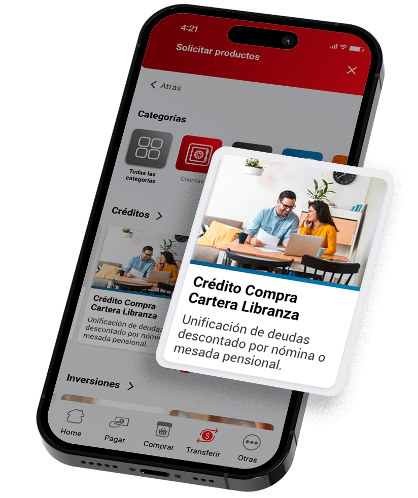 Pantalla con Compra de Cartera