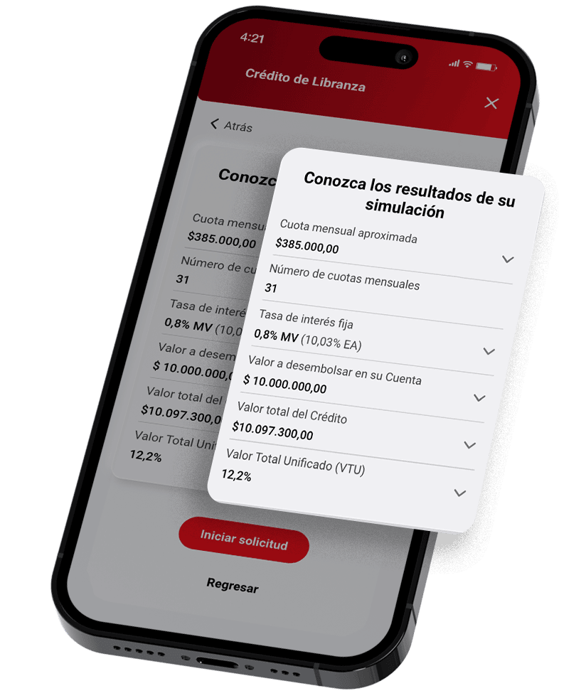 Pantalla con ponfirme la Solicitud