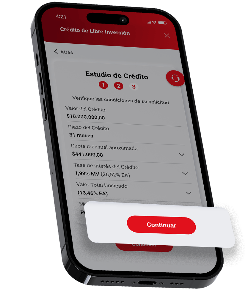 Pantalla con confirme la Solicitud Crédito Libranza Inversión
