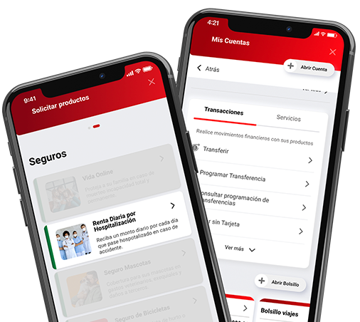 Dos celulares con pantallas del App Davivienda Inversión por Objetivos