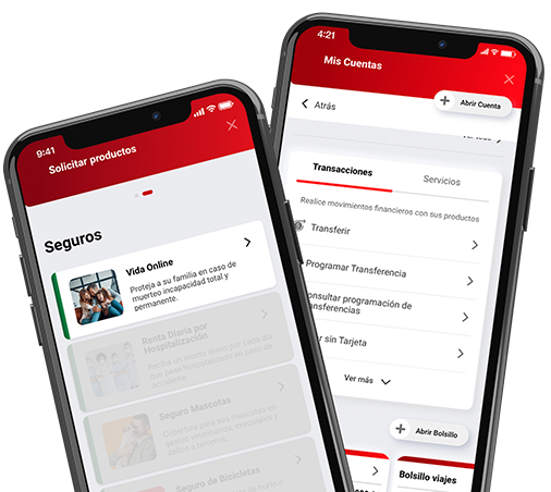 Dos celulares con pantallas del App Davivienda Inversión por Objetivos