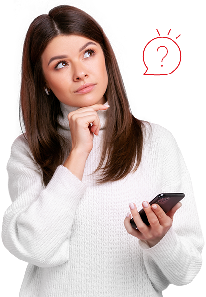 Mujer con celular - Preguntas Frecuentes